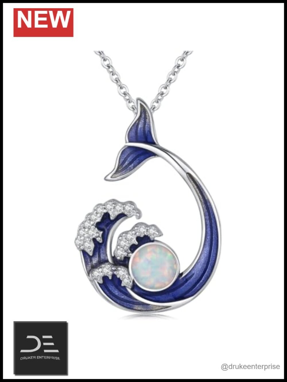925 Sterling Silver Ocean Themed Pendant Necklace Women Men